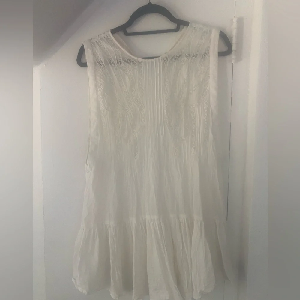 Free People Right in Time Ivory Lace Tunic Dress Ruffle Tier Size Small